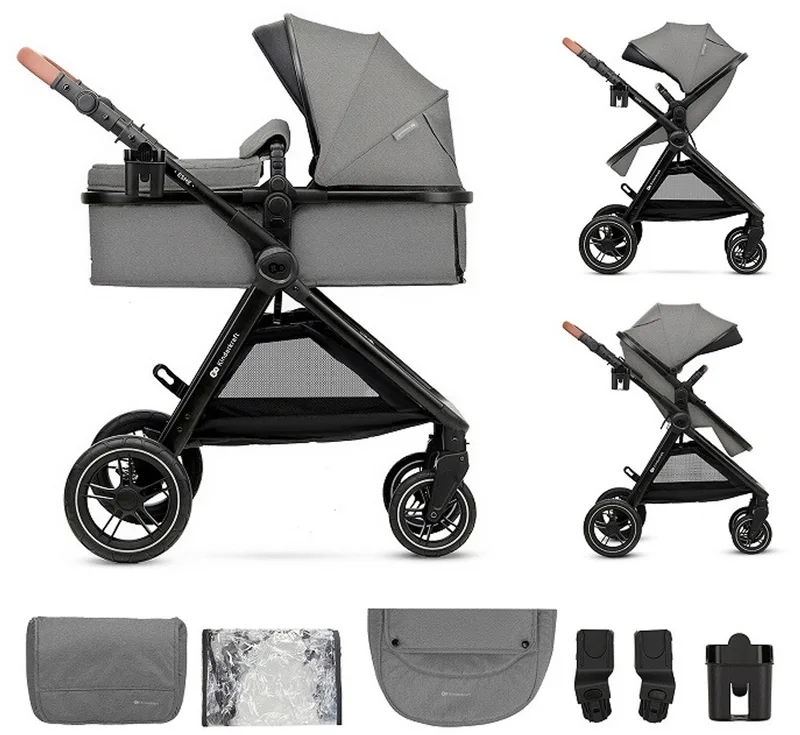 ESME 2-in-1 – Kinderwagen met reiswieg en wandelzitje – Compact inklapbaar – Tot 25 kg van Kinderkraft in Grijs – productfoto