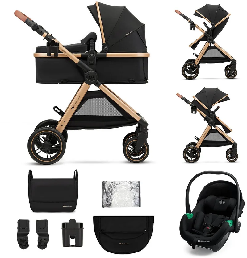 ESME PRO 3-in-1 – Kinderwagen met autostoel – Reiswieg en wandelzitje by Kinderkraft in Zwart – product photo