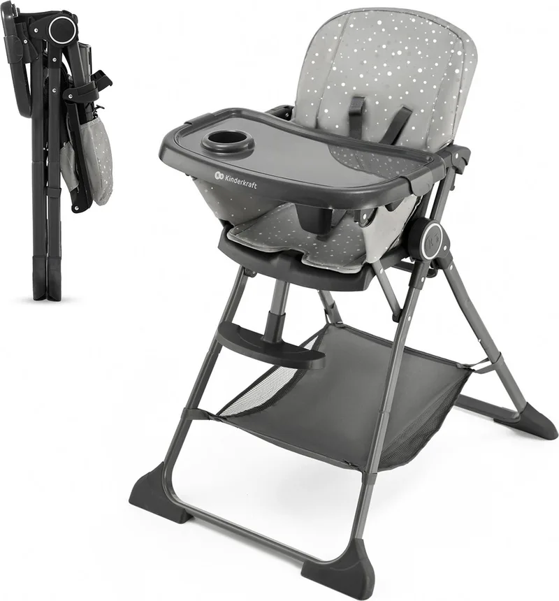 FOLDEE Kinderstoel – Opvouwbaar – 3 Rugleuning- & 2 Voetsteunposities – Lichtgewicht – Voor kinderen tot 36 maanden by Kinderkraft in Grijs – product photo