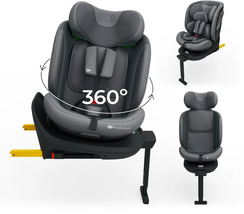 I-360 2 PLUS Autostoel – 40-150 cm i-Size – Met Isofix – Groep 0/1/2/3 – Tot 12 Jaar van Kinderkraft in Grijs – productfoto