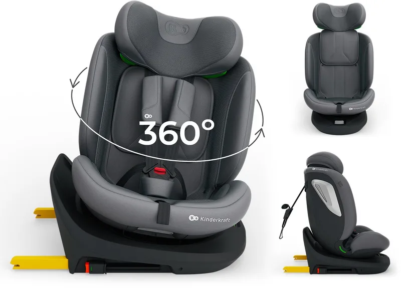 I-GROW 2 PLUS Autostoel – 40-150 cm i-Size – Met Isofix – Groep 0/1/2/3 – Tot 12 Jaar van Kinderkraft in Grijs – productfoto