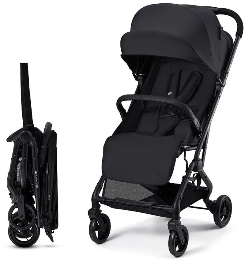 INDY 3 Buggy – Voor Pasgeborenen tot 15 kg – Compact en Eénhandig Inklapbaar, Verstelbare Rugleuning en Voetensteun van Kinderkraft in Zwart – productfoto