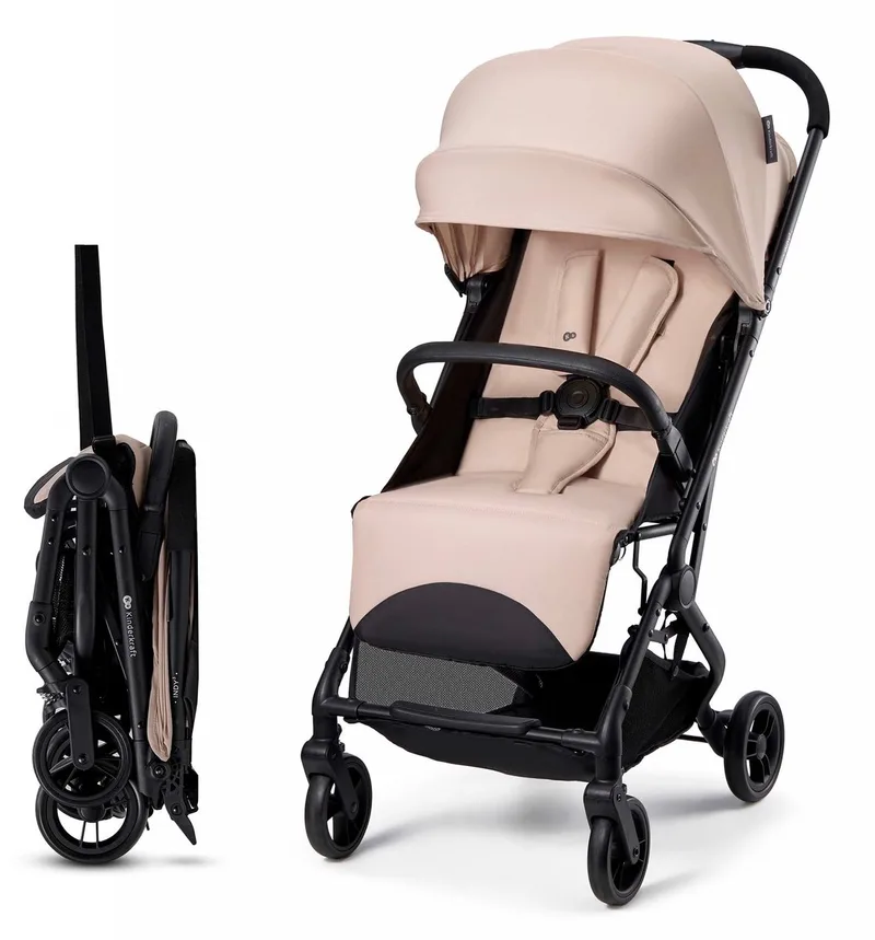 INDY 3 Buggy – Voor Pasgeborenen tot 15 kg – Compact en Eénhandig Inklapbaar, Verstelbare Rugleuning en Voetensteun van Kinderkraft in Beige – productfoto