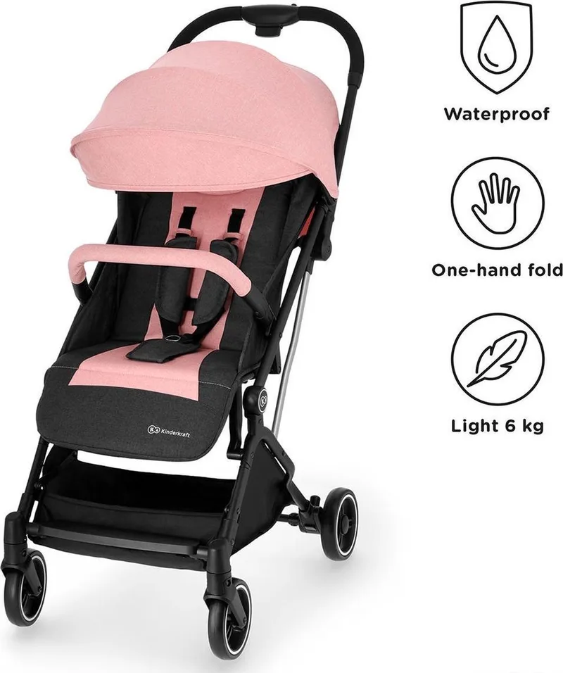 INDY - Wandelwagen - Lichte 6.4 kg - snelle uitvouwsysteem van Kinderkraft in Roze – productfoto