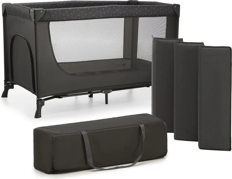 JOY LIGHT - Reisbed 2-in-1 - Voor baby's tot 15 kg - Snel en eenvoudig inklapbaar - Grijs van Kinderkraft in Donkergrijs – productfoto