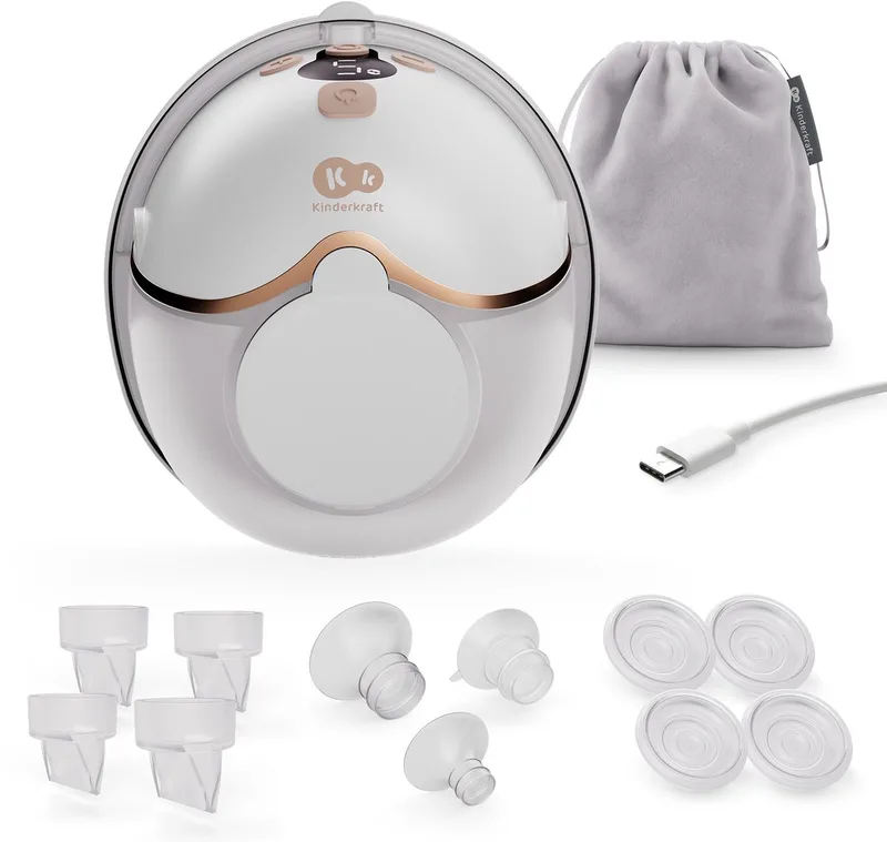 MAMAFLOW Hands-Free Borstkolf – Elektrische - Draadloos & Zeer Stil – Licht – 160 ml Reservoir – 4 Borstschilden (17–24 mm) de Kinderkraft en Goud – photo produit