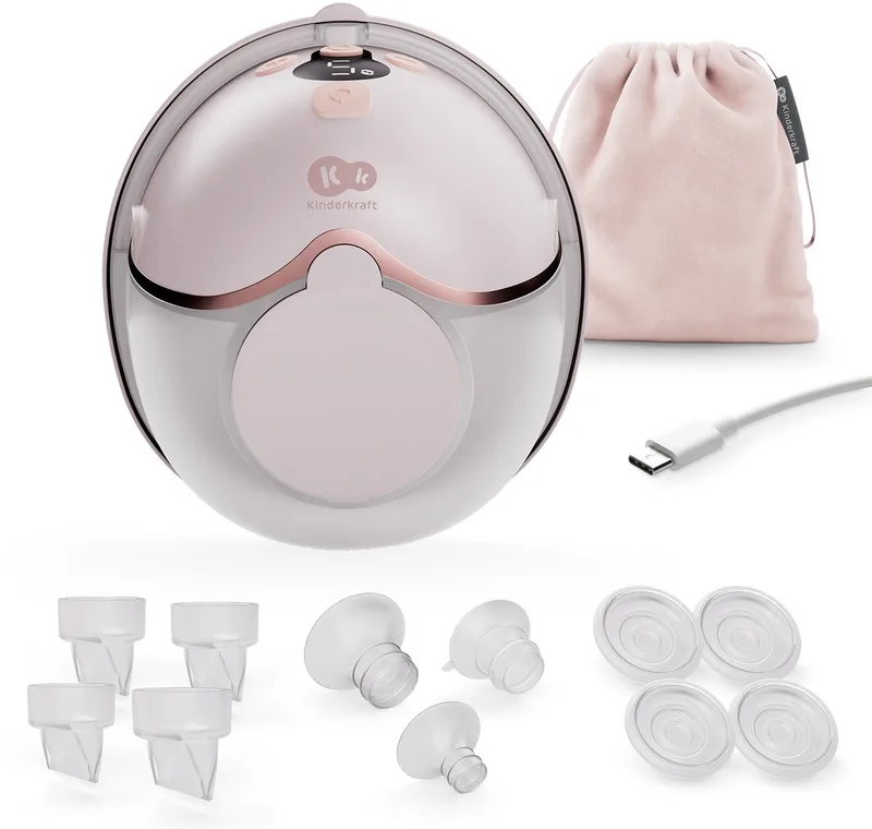 MAMAFLOW Hands-Free Borstkolf – Elektrische - Draadloos & Zeer Stil – Licht – 160 ml Reservoir – 4 Borstschilden (17–24 mm) de Kinderkraft en Roze – photo produit