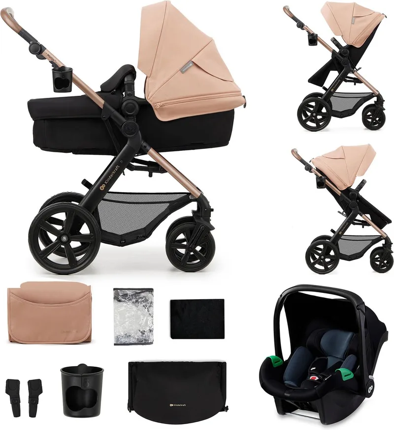 MOOV 2 - Kinderwagen - 3-in-1 - 2-in-1 Zitting - Travel System van Kinderkraft in Beige – productfoto