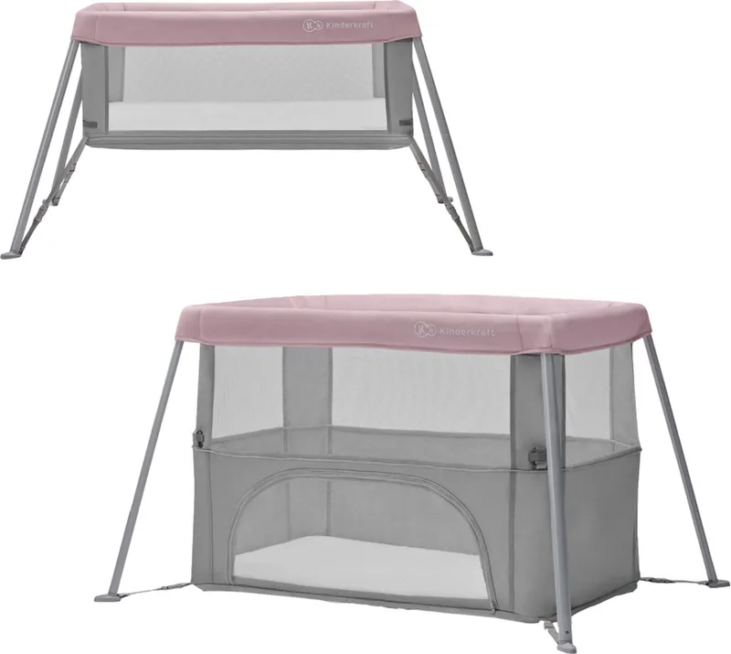 MOVI - Reisbedje - ingeklapt - box - kinderbed van Kinderkraft in Roze – productfoto