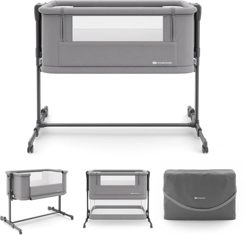 NESTEE GROW 2 - Co-sleeper - Meegroeiend - Inklapbaar - Met Draagtas by Kinderkraft in Donkergrijs – product photo