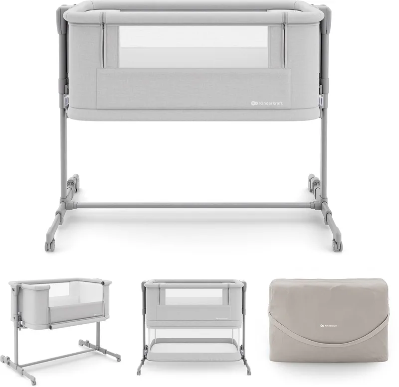 NESTEE GROW 2 - Co-sleeper - Verstelbaar - Telescopische Poten by Kinderkraft in Lichtgrijs – product photo