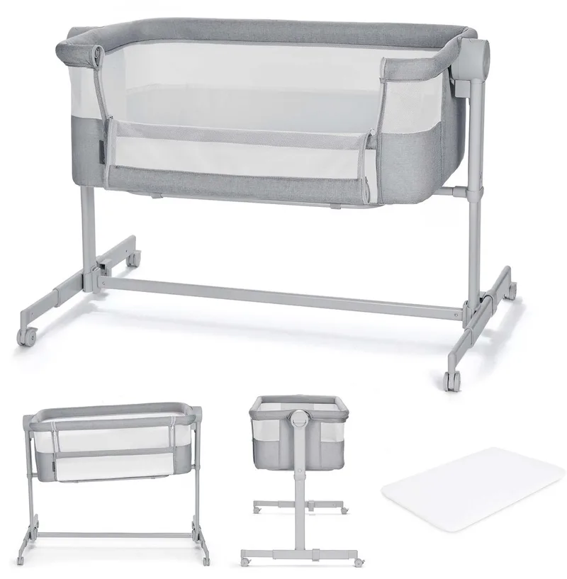 NESTEE UP 2 - Co-sleeper - Bevestiging aan ouderbed - Verstelbare hoogte by Kinderkraft in Lichtgrijs – product photo