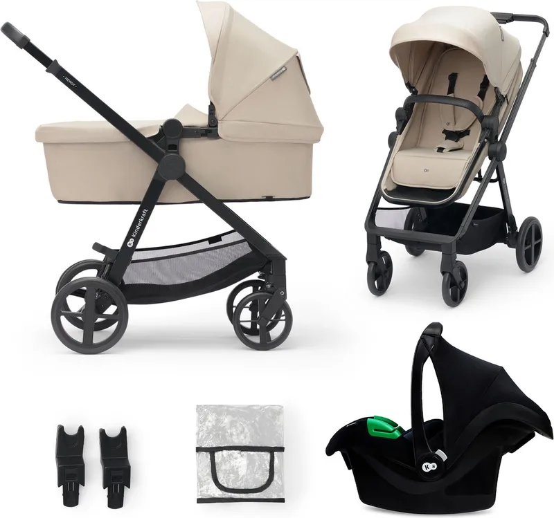 NEWLY - Kinderwagen - 3-in-1 - Lichtgewicht 7,5 kg - Met Autostoeltje de Kinderkraft en Beige – photo produit