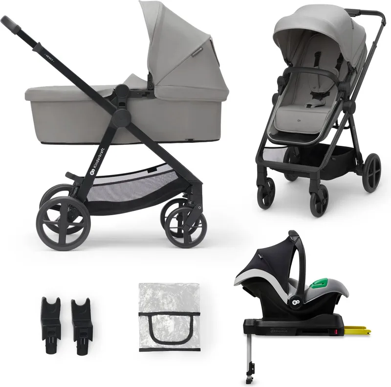 NEWLY - Kinderwagenset 4in1 - Autostoel I-size met basis by Kinderkraft in Grijs – product photo
