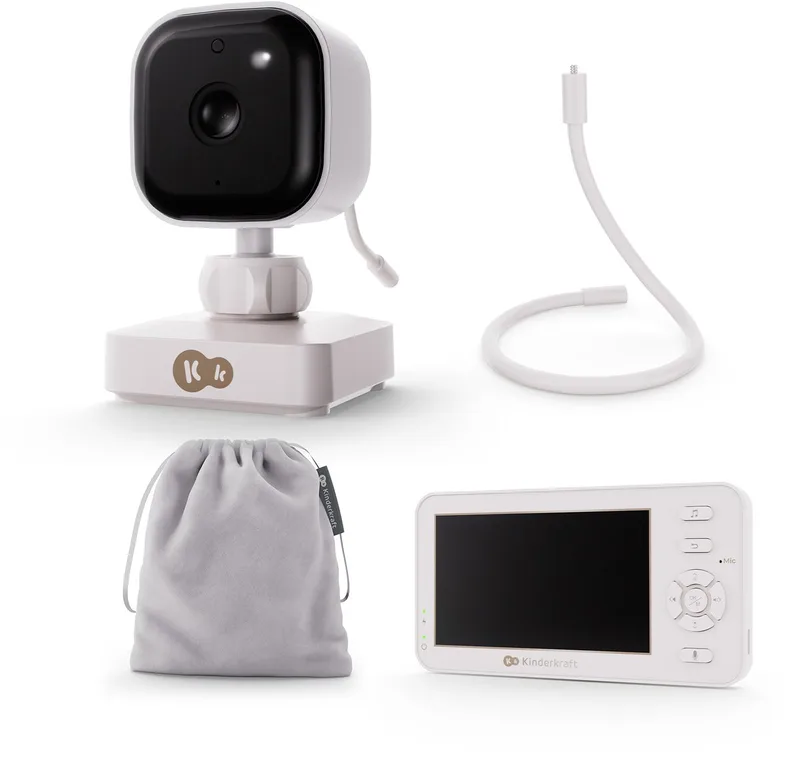 NITEEYE TRAVEL Babyfoon - Draadloos Baby Monitor - camera 360° draaibare - Nachtzicht - Temperatuursensor - Slaapliedjes van Kinderkraft in Wit – productfoto