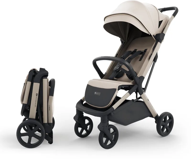 NUBI 3 Buggy – Lichtgewicht & Automatisch Inklapbaar – Tot 27 kg – Verstelbare Rugleuning by Kinderkraft in Beige – product photo