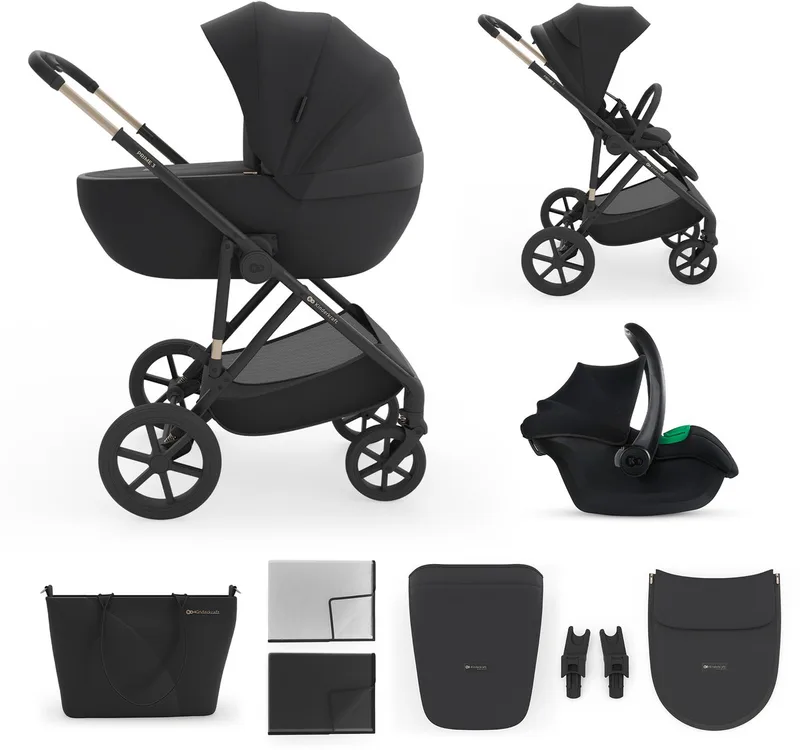 PRIME 3 Kinderwagen - licht slank frame eenhandig sturen inklapbaar met zitje memory buttons by Kinderkraft in Zwart – product photo