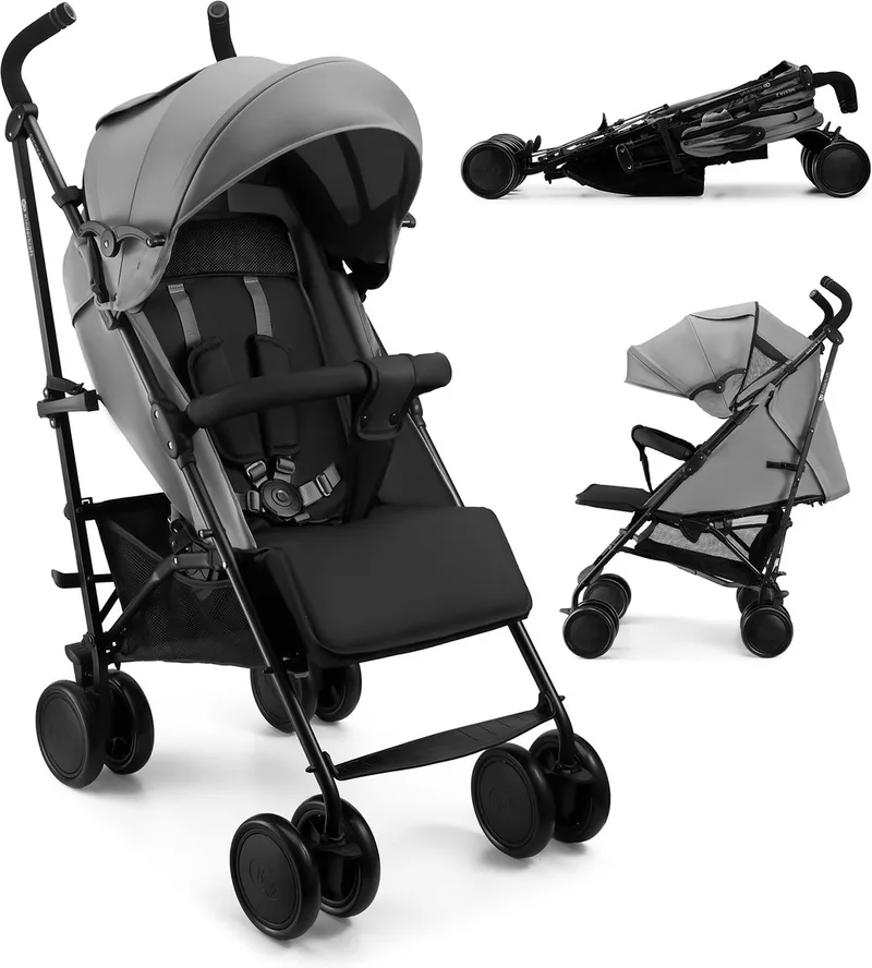 SIESTA 2 – Buggy – Lichtgewicht 7,9 kg & tot 22 kg – Paraplu-inklapbaar, verstelbaar + mesh ventilatie in kap van Kinderkraft in Grijs – productfoto