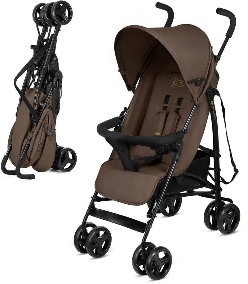 TIK Kinderwagen – Lichtgewicht 6,5 kg – Verstelbare Rugleuning & Duwbeugel – Zwenkwielen – Snel Opvouwbaar – Beige - Bruin van Kinderkraft in Mocca – productfoto