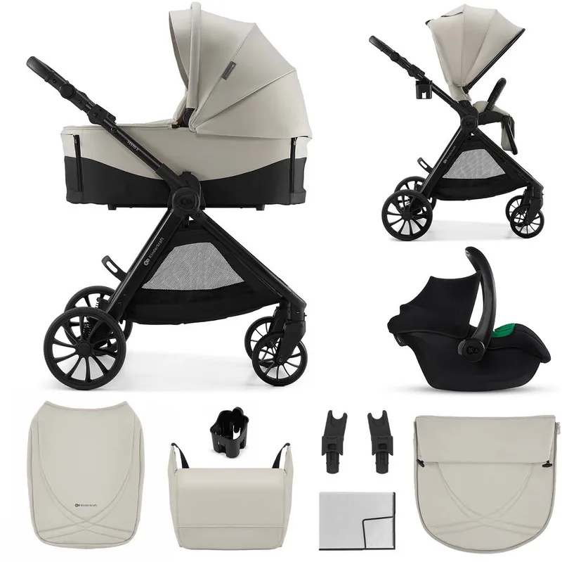 VESTO 2 - Kinderwagen - 3-in-1 - Reiswieg met ventilatie by Kinderkraft in Beige – product photo