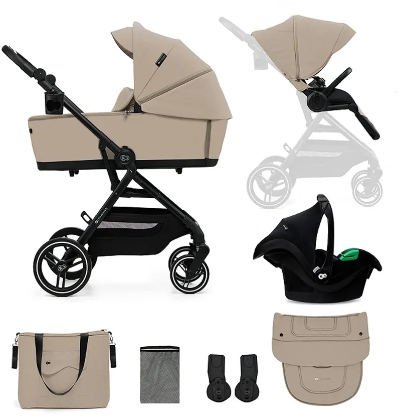 YOXI - Kinderwagen - 3-in-1 - Met reiswieg en autostoeltje van Kinderkraft in Beige – productfoto