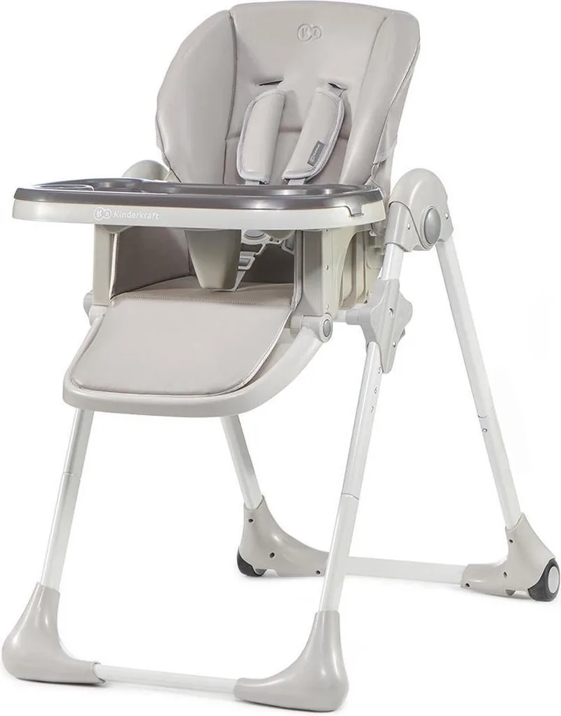 YUMMY Hoge Kinderstoel – Ergonomisch & Comfortabel – Verstelbare Rugleuning & Hoogte – Opvouwbaar – Voetensteun – Afneembaar Eetblad by Kinderkraft in Grijs – product photo