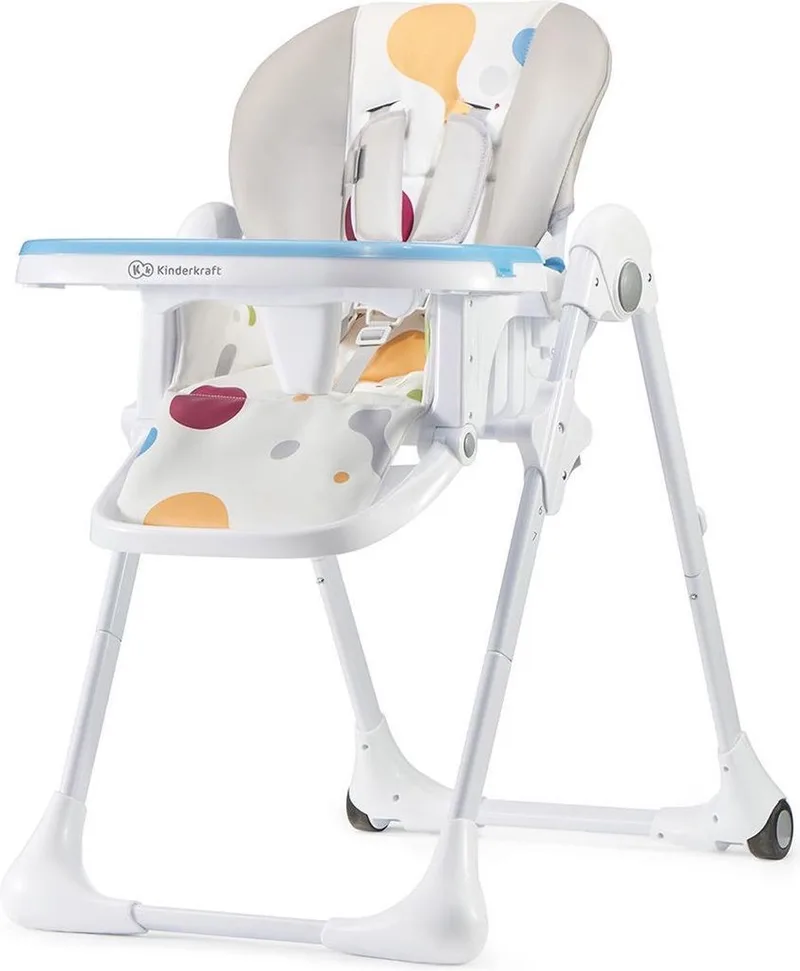 YUMMY Hoge Kinderstoel – Ergonomisch & Comfortabel – Verstelbare Rugleuning & Hoogte – Opvouwbaar – Dubbel Eetblad Verwijderbaar by Kinderkraft in Meerkleurig – product photo