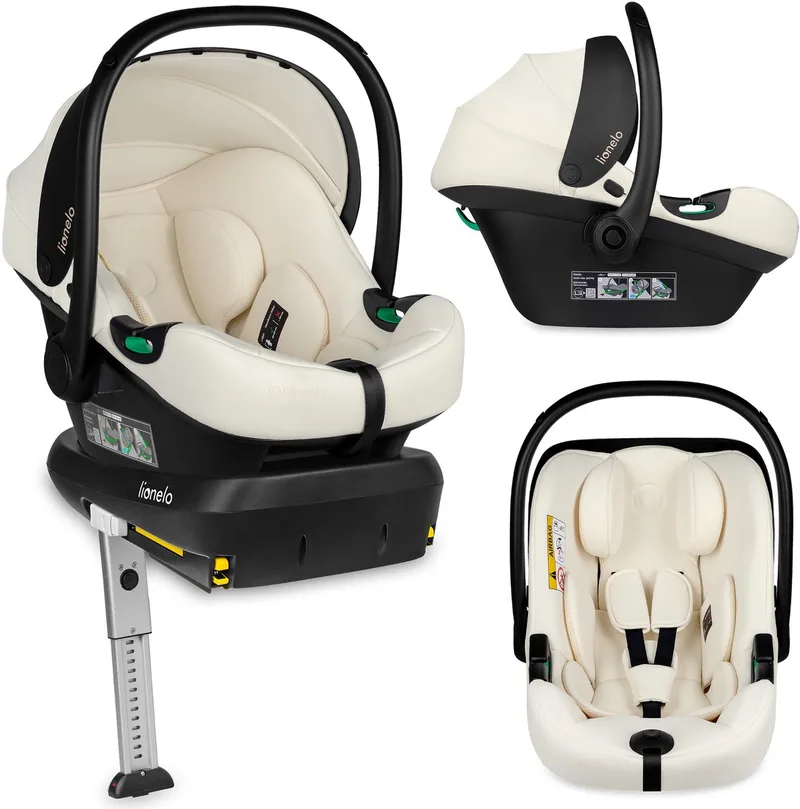 Astrid i-Size SET – Autostoeltje 40–87 cm + ISOFIX-Basis – ADAC Getest – R129 i-Size – Memory Foam – Verstelbare Hoofdsteun – Zijdelingse Bescherming – Dri-Seat – Lichtgewicht – Universeel Compatibel de Lionelo en Cream – photo produit