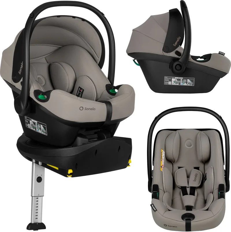 Astrid i-Size Set Plus – Autostoel met 180° Draaibare ISOFIX Base – Baby Autostoeltje 40-87 cm tot 13 kg – RWF – Steunpoot – ADAC 5 Sterren Veiligheid – Memory Foam – Dri-Seat – R129 i-Size van Lionelo in Beige – productfoto