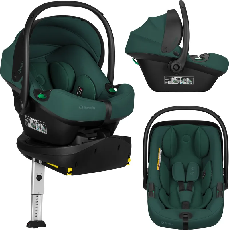 Astrid i-Size Set Plus – Autostoel met 180° Draaibare ISOFIX Base – Baby Autostoeltje 40-87 cm tot 13 kg – RWF – Steunpoot – ADAC 5 Sterren Veiligheid – Memory Foam – Dri-Seat – R129 i-Size by Lionelo in Groen – product photo