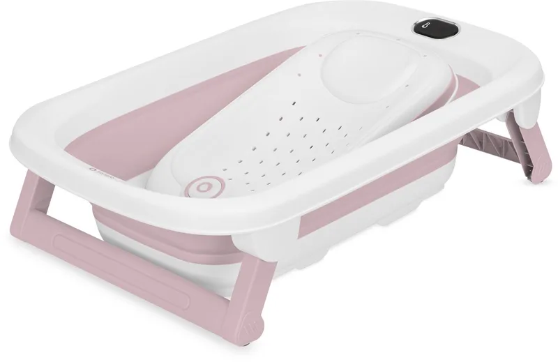 BabyBubble Opvouwbaar Babybad – Babybadje met Thermometer & Badsteun – 40 l – Inklapbaar tot 9 cm – Opvouwbare Badsteun – Verborgen Thermometerkabel – PP & TPE – Compact voor Thuis & Onderweg van Lionelo in Roze – productfoto