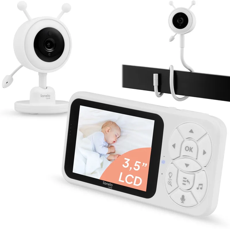 Babyline 3.4 Babyfoon – 3,5” LCD Scherm – Nachtzicht & VOX Geluidsdetectie – Tweeweg-communicatie – RGB Nachtlampje – Temperatuursensor – Tot 4 Camera’s – 300 m Bereik – Met Flexibele Montagearm by Lionelo in 3.4 – product photo
