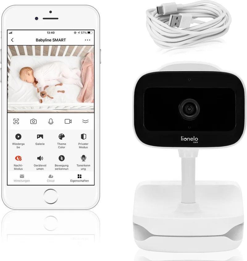 Babyline White - Draadloze elektronische babyfoon - Tweerichtingscommunicatie - 180 graden - nachtmodus tot 8 meter van Lionelo in Go – productfoto