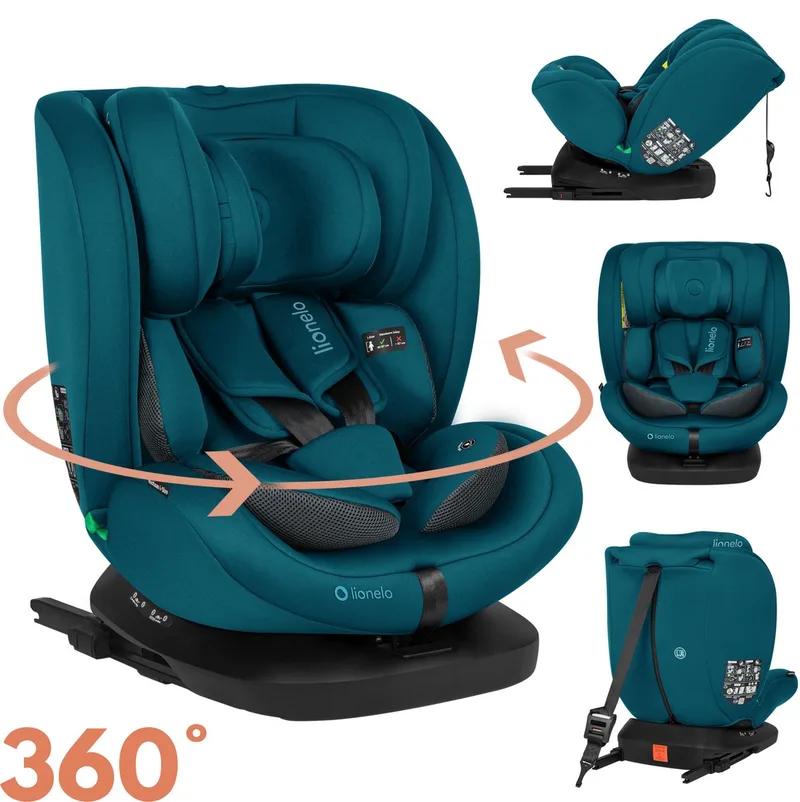 Bastiaan i-Size 4in1 Autostoel ISOFIX 360° Draaibaar – Van Geboorte tot 12 Jaar (40-150 cm) – RWF & FWF – Top Tether – Memory Foam – SideProtect – Brede Comfortzitting – i-Size by Lionelo in Blauw – product photo