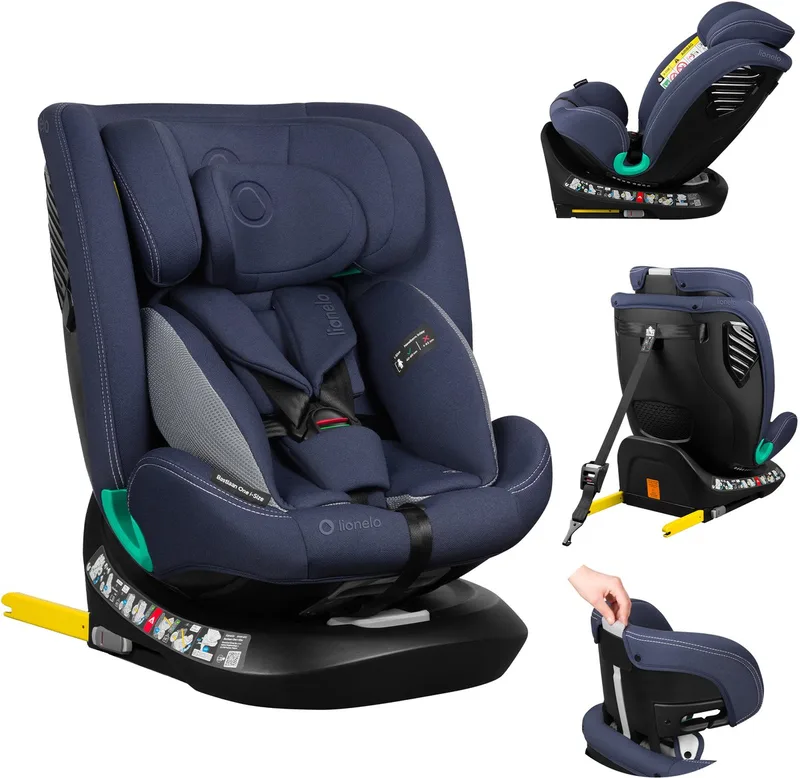 Bastiaan One i‑Size Autostoel – 4-in-1 ISOFIX & Top Tether – Achterwaarts & Voorwaarts – 360° Draaibare EasyTurn Basis – Verstelbare Hoofdsteun & Memory Foam – 40–150 cm – Lange Gebruik & Hoog Veiligheidsniveau van Lionelo in Blauw – productfoto