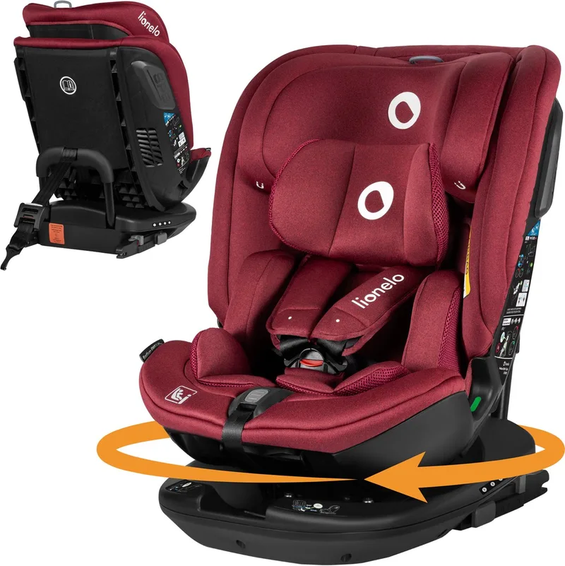 Bastiaan RWF i-Size Autostoel 0-36 kg – ISOFIX – 360° Draaibaar – i-Size R129 – Achterwaarts & Voorwaarts – Zijbescherming – Tri-Guard Hoofdsteun – Vanaf Geboorte tot 12 Jaar van Lionelo in Rood – productfoto