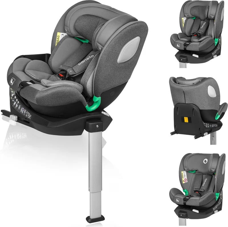 Braam - i-Size Autostoeltje 4in1 - 40-150cm - 0-36kg - 360° Draaibaar autostoel - RWF tot 105cm (18kg) - DriSeat Luchtcirculatie - ISOFIX + steunpoot - Groep 0-1-2-3 - SideProtect Zijbescherming - afstelbare hoofdsteun - 14 verstelniveaus de Lionelo en Grijs – photo produit