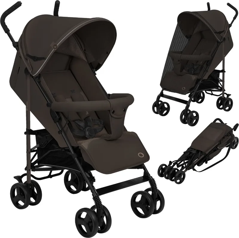 Elia - Buggy - Lichte 7kg en Duurzame Kinderwagen - Paraplu Buggy - 5-Punts Gordel - Rijke set - Grote Mand - Muskietennet - Geschikt voor Kinderen tot 15 kg - Verstelbare rugleuning tot Ligpositie en voetensteun - van 6 maanden tot 5 jaar van Lionelo in Bruin – productfoto