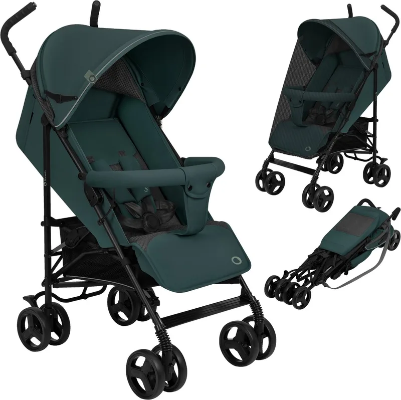 Elia - Buggy - Lichte 7kg en Duurzame Kinderwagen - Paraplu Buggy - 5-Punts Gordel - Rijke set - Grote Mand - Muskietennet - Geschikt voor Kinderen tot 15 kg - Verstelbare rugleuning tot Ligpositie en voetensteun - van 6 maanden tot 5 jaar van Lionelo in Groen – productfoto