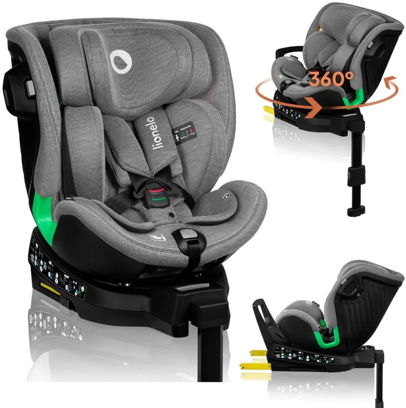 Harmony i-Size - autostoel - 360' draaibare basis - brede zitting - Achterwaarts gericht tot 105 cm (18 kg) van Lionelo in Grijs – productfoto