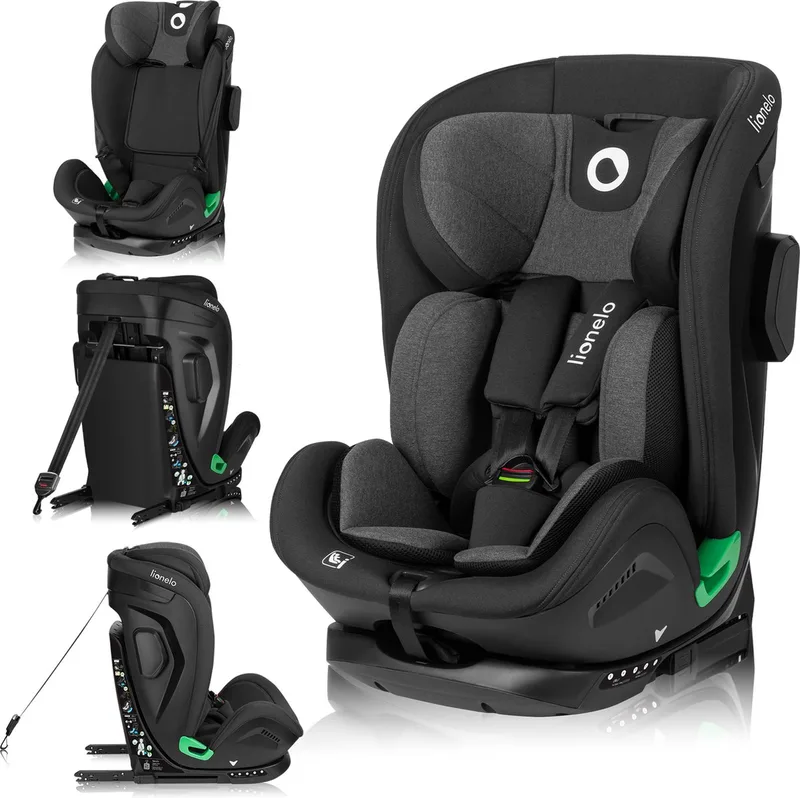 Harper i-Size - Autostoel - 9 tot 36 kg (1,5-12 jaar / Groep 1 2 3 / 76-150 cm) - met ISOFIX - Krachtige Zijbescherming – Interne Gordels tot 125 cm (ca. 6 jaar) – Geventileerde Stoelschaal Autostoeltje - Universele Pasvorm voor elke Auto van Lionelo in Zwart – productfoto