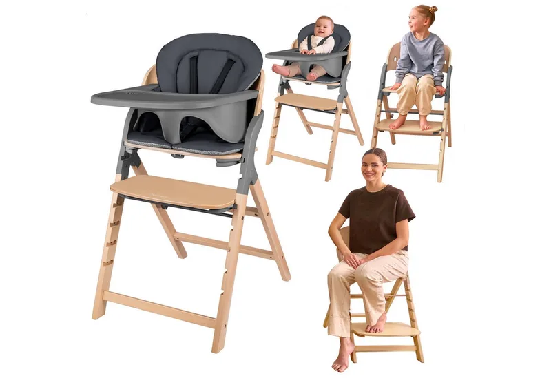 Hochstuhl MEGAN (Sitzkissen + Tablett), 3in1/mitwachsend/bis 110kg belastbar/werkzeuglos verstellbar by Lionelo in Grau – product photo