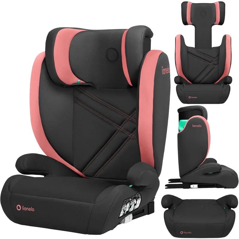 Hugo i-Size – Autostoel – 100-150 cm – ISOFIX & Gordel – Verstelbare Hoofdsteun – Geavanceerde Zijbescherming – Memory Foam – Wasbare Bekleding – Groeit Mee – Comfortabele Zitting – i-Size Norm R129 by Lionelo in Zwart – product photo