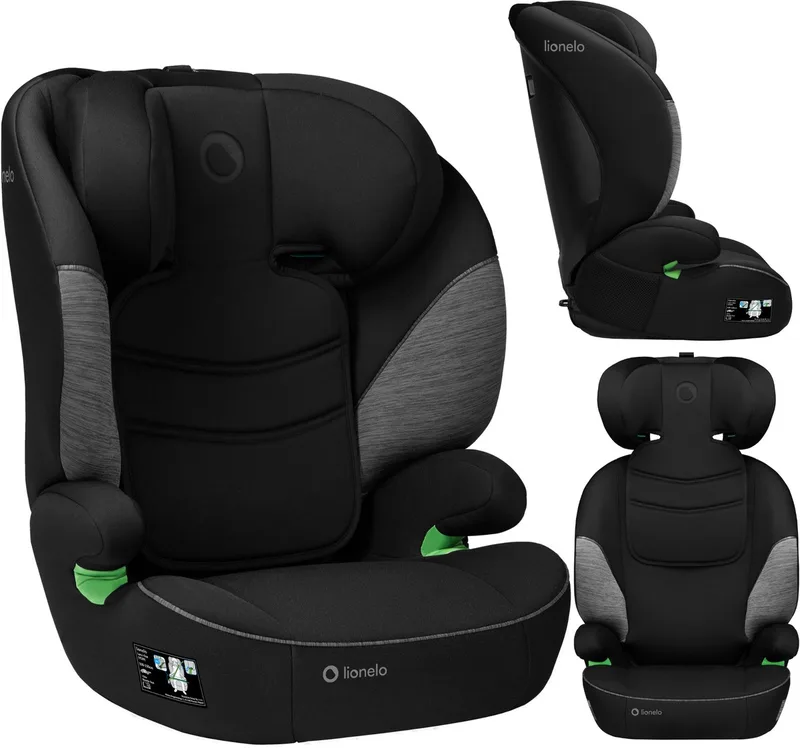 Lars i-Size Autostoeltje 100-150 cm – Autostoel Groep 2/3 – Voorwaarts (FWF) – Memory Foam Hoofdsteun – 10 Verstelbare Hoogtestanden – Brede Comfortzitting – Wasbare Bekleding – Past in Elke Auto van Lionelo in Zwart – productfoto