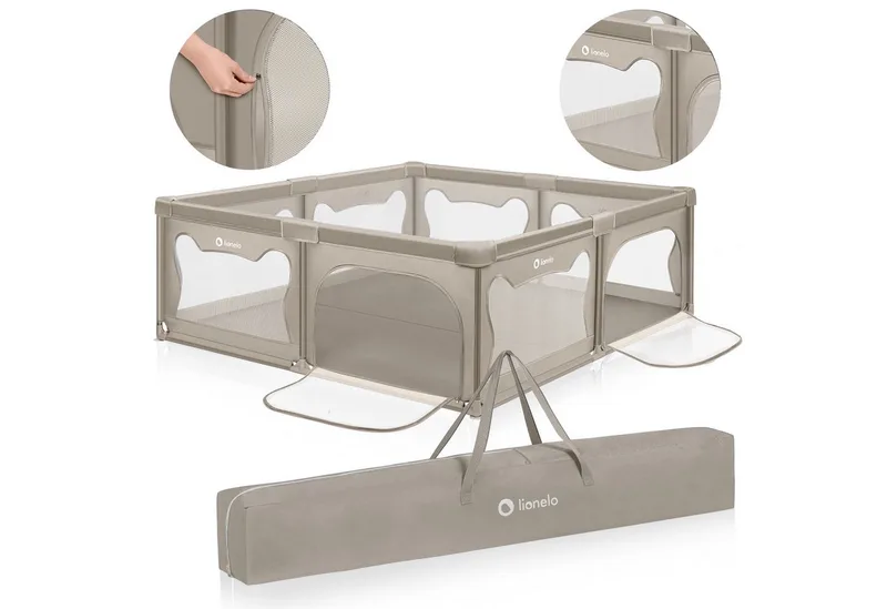 Laufgitter WILLOW XL (Set), sehr große Spielfläche, 2 abschließbare Seiteneingänge van Lionelo in Beige – productfoto