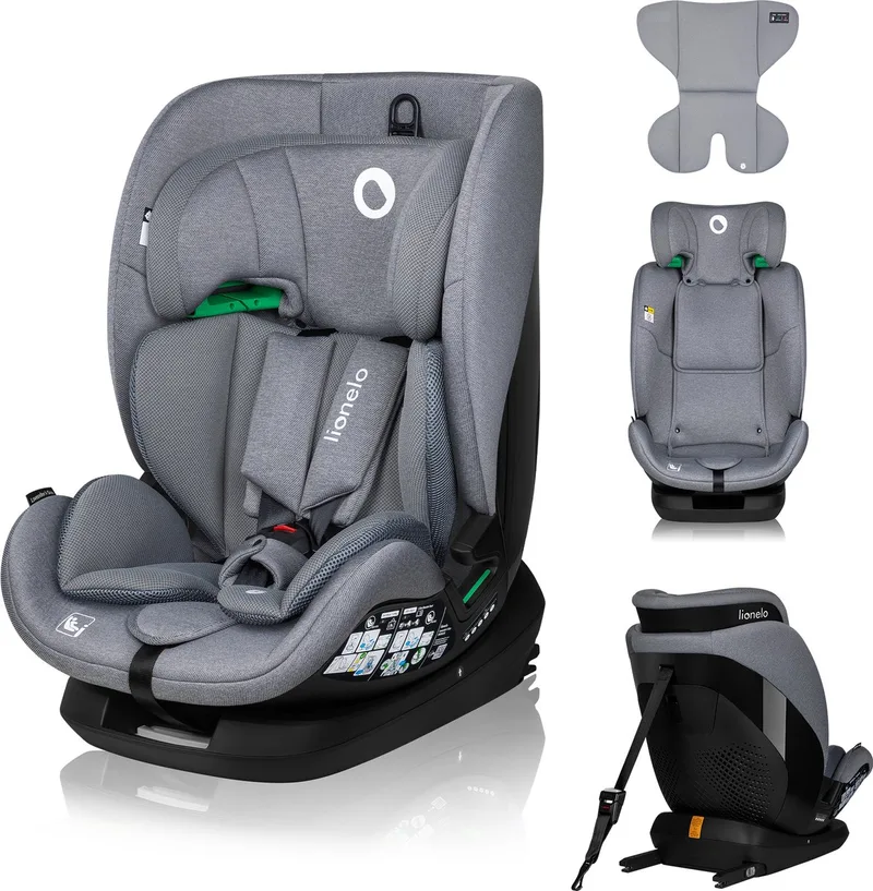 Lavender i-Size Autostoel 76-150 cm – Groep 1/2/3 (9-36 kg, 1,5-12 Jaar) – ISOFIX & Top Tether – 5 Ligposities – 13-Standen Hoofdsteun – SideProtect – Stalen Versterking – Ventilatie van Lionelo in Grijs – productfoto
