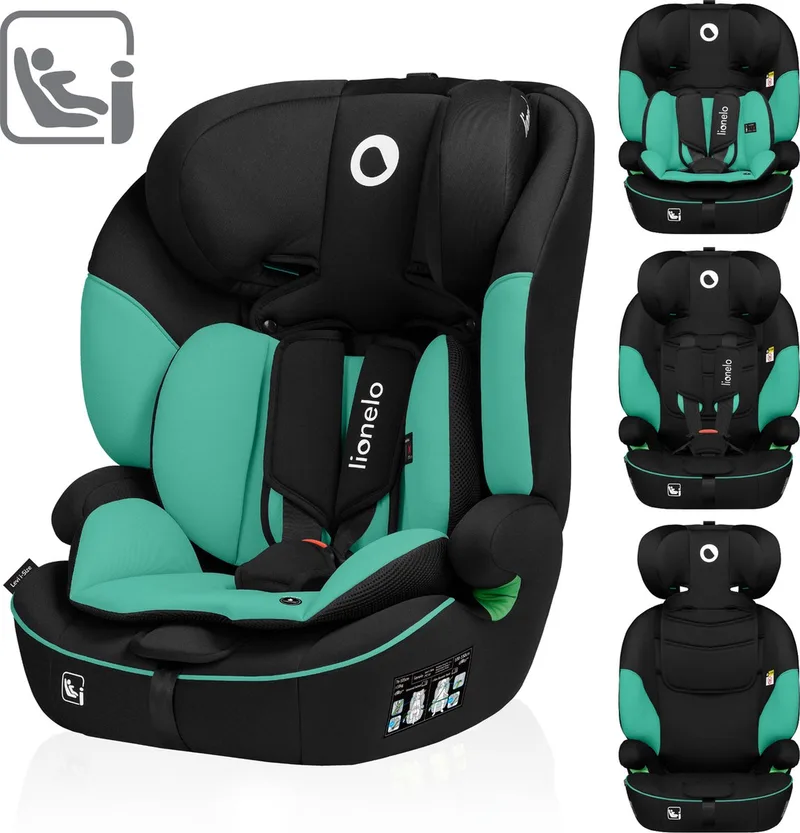 Levi i-Size Autostoel 76-150 cm (9-36 kg) – Groep 1/2/3 – Voorwaarts gericht – 5-puntsgordel – Verstelbare hoofdsteun – Memory Foam – Dri-Seat – ECE R129/03 van Lionelo in Groen – productfoto