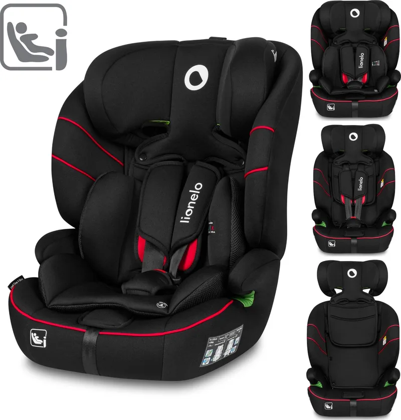 Levi i-Size Autostoel 76-150 cm (9-36 kg) – Groep 1/2/3 – Voorwaarts gericht – 5-puntsgordel – Verstelbare hoofdsteun – Memory Foam – Dri-Seat – ECE R129/03 van Lionelo in Zwart – productfoto