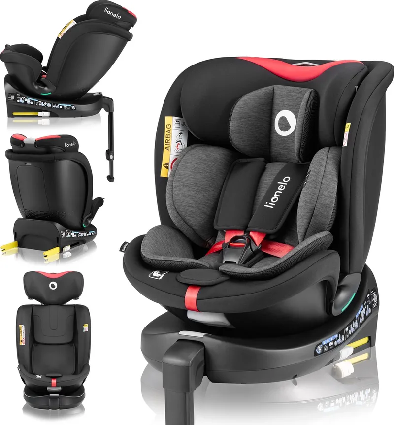 Navy i-Size 360° Draaibare Autostoel - ISOFIX - 40-150 cm - RWF & FWF - Achterwaarts tot 105 cm - Verstelbare Rugleuning - Dri-Seat - R129 i-Size van Lionelo in Zwart – productfoto