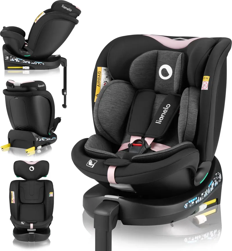 Navy i-Size Autostoel 40-150 cm - 360° Draaibaar - ISOFIX - RWF & FWF - Achterwaarts tot 105 cm - Verstelbare Rugleuning - Dri-Seat Ventilatie - R129 Goedgekeurd van Lionelo in Zwart – productfoto